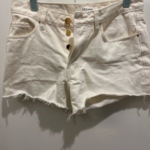NWOT Sézane Denim Shorts in Ecru French Size 36